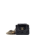 Chanel CC Accordion Round Flap Clutch with Chain Quilted Lambskin Mini
