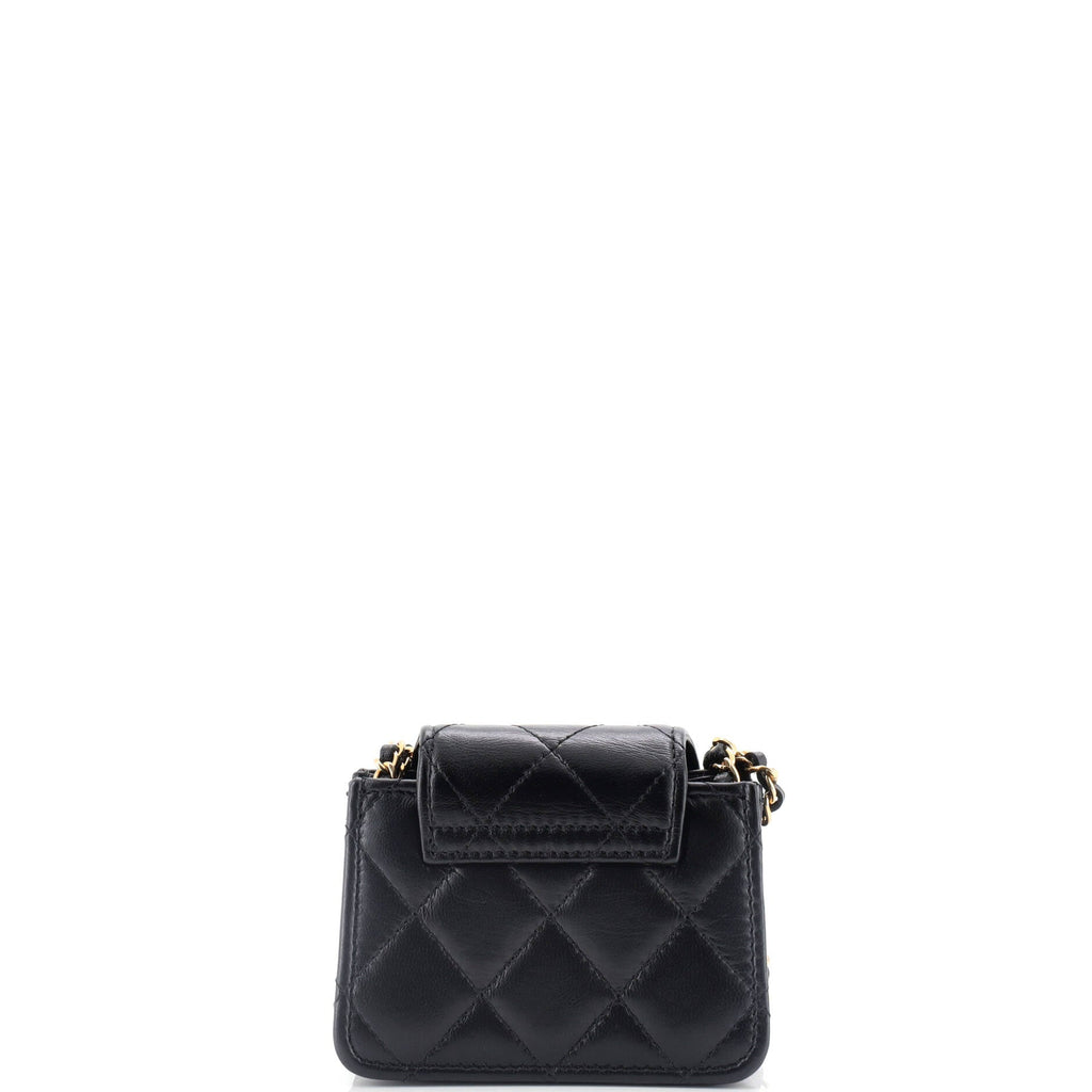 Chanel CC Accordion Round Flap Clutch with Chain Quilted Lambskin Mini