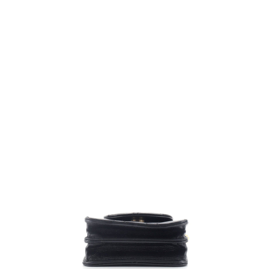 Chanel CC Accordion Round Flap Clutch with Chain Quilted Lambskin Mini