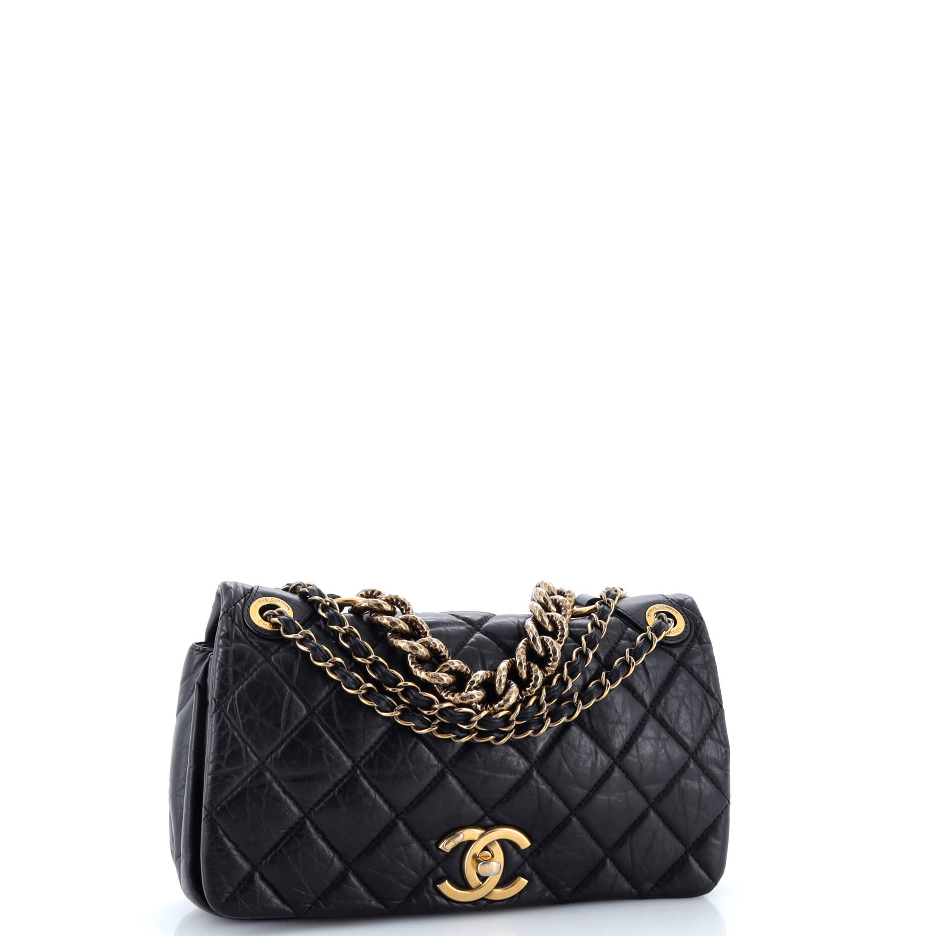 Chanel Pondichery Flap Bag Quilted Aged Calfskin Small
