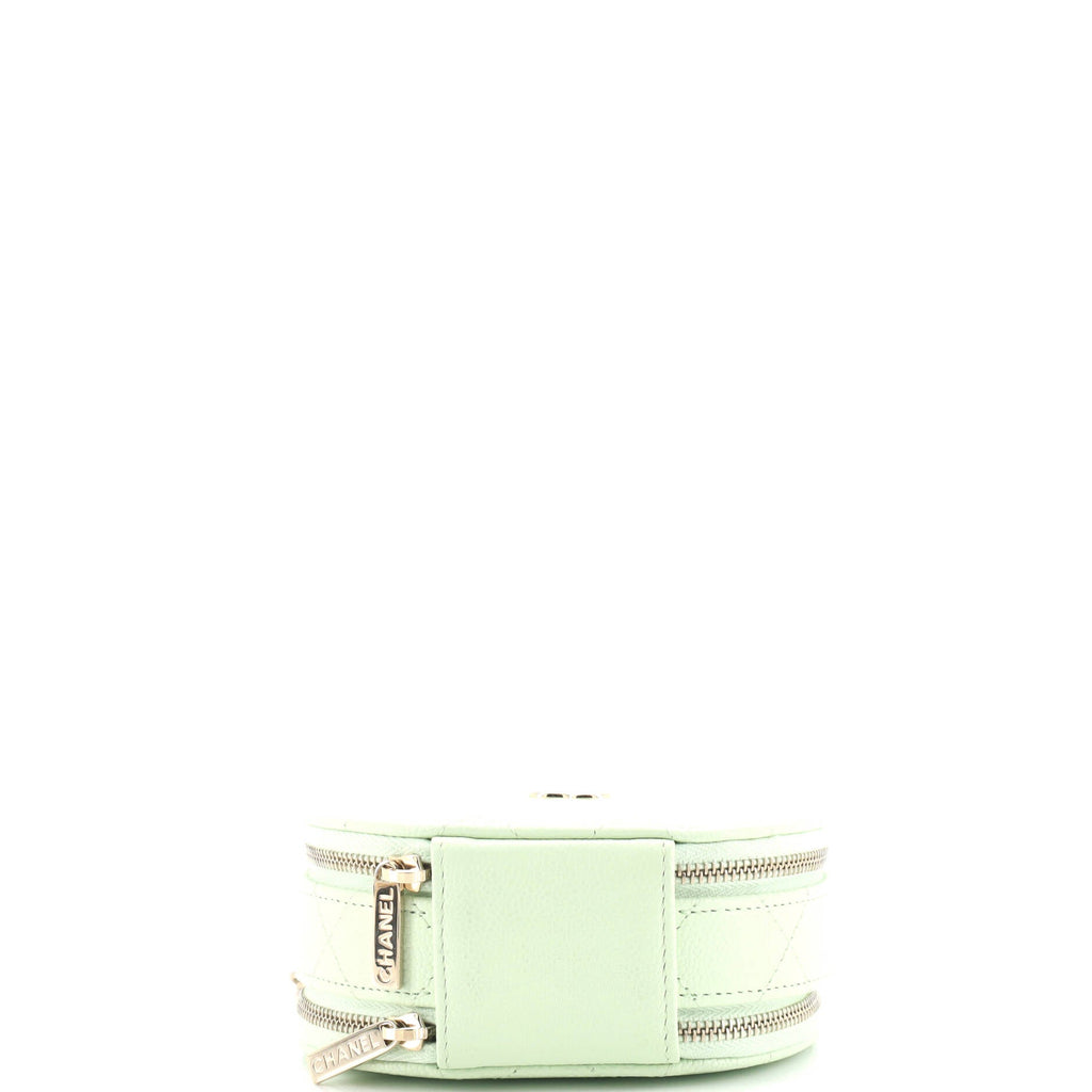 Chanel Handle with Care Round Vanity Case with Chain Quilted Caviar Small