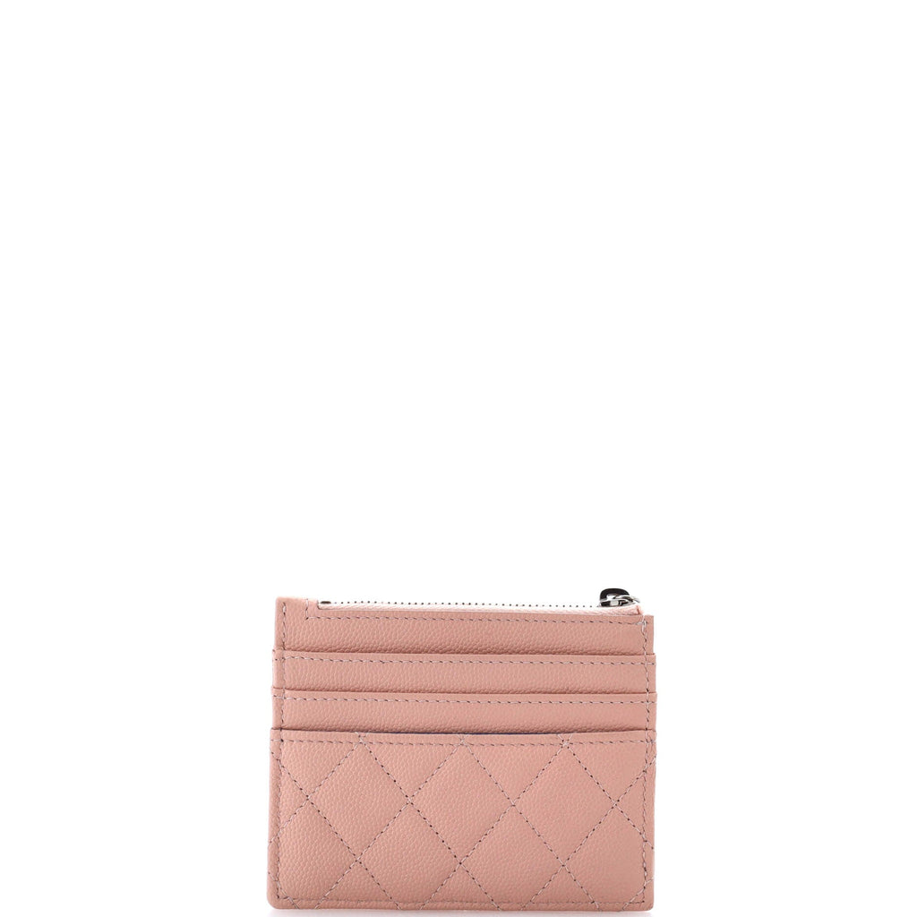 Chanel Bicolor CC Zip Around Card Holder Quilt Caviar