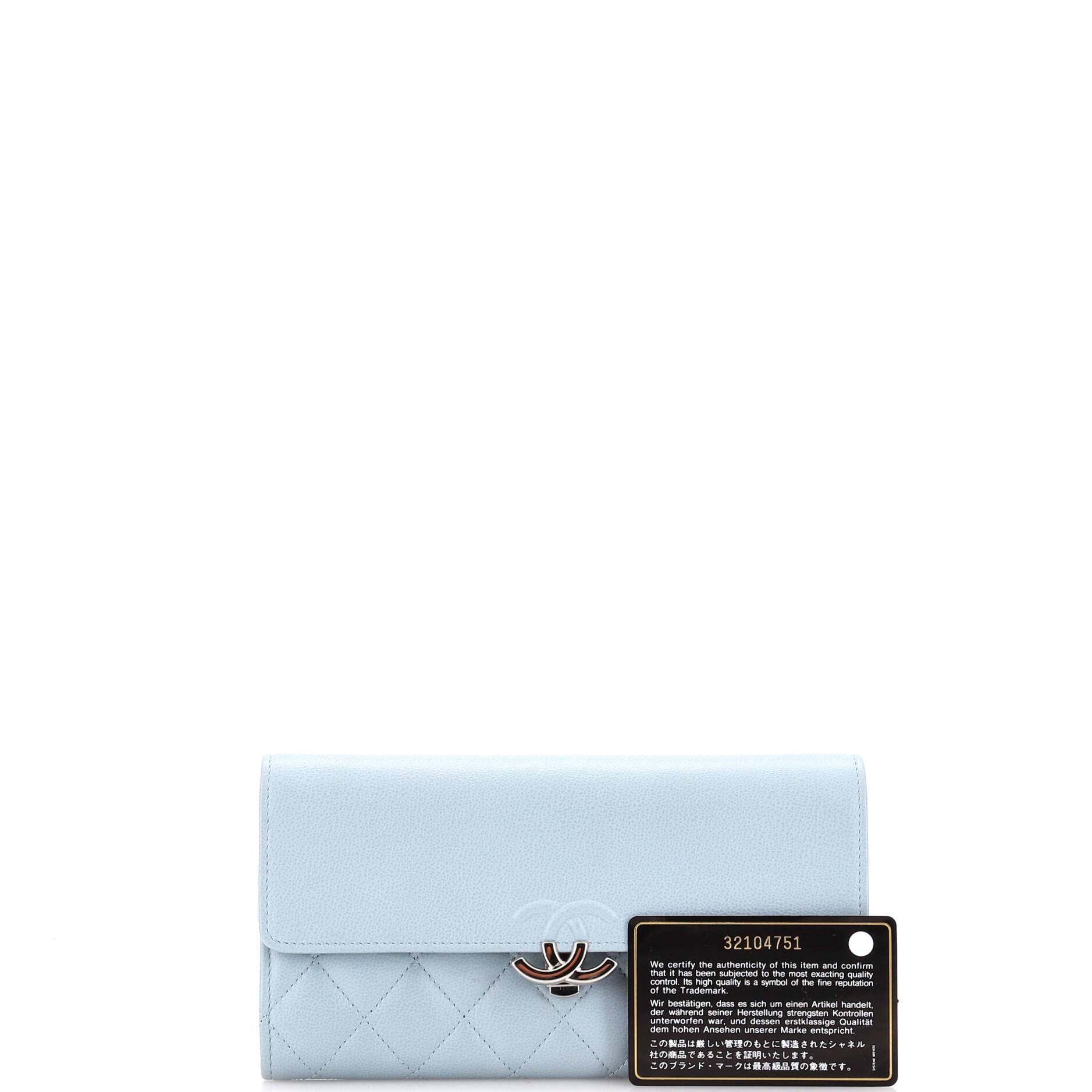 Chanel CC Box Gusset Flap Wallet Quilted Calfskin Long