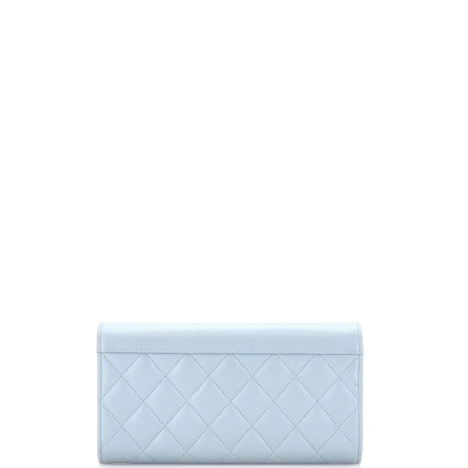 Chanel CC Box Gusset Flap Wallet Quilted Calfskin Long
