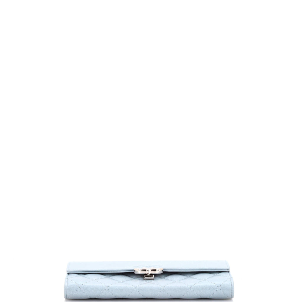 Chanel CC Box Gusset Flap Wallet Quilted Calfskin Long