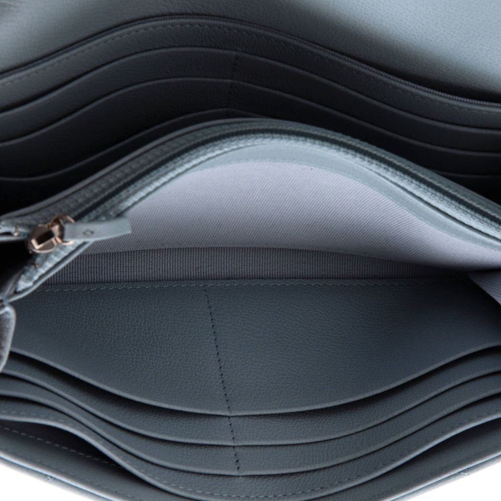 Chanel CC Box Gusset Flap Wallet Quilted Calfskin Long