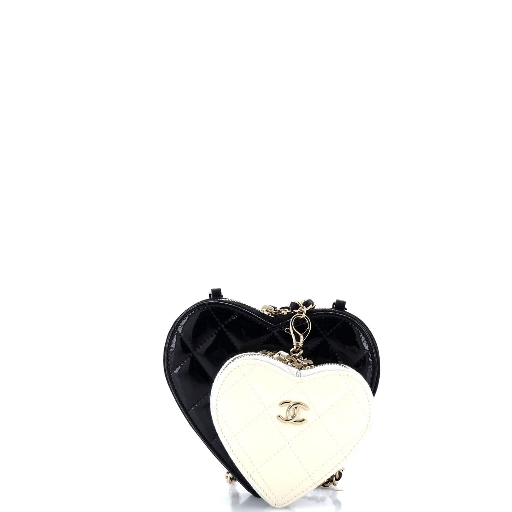 Chanel Double Heart Clutch with Chain Quilted