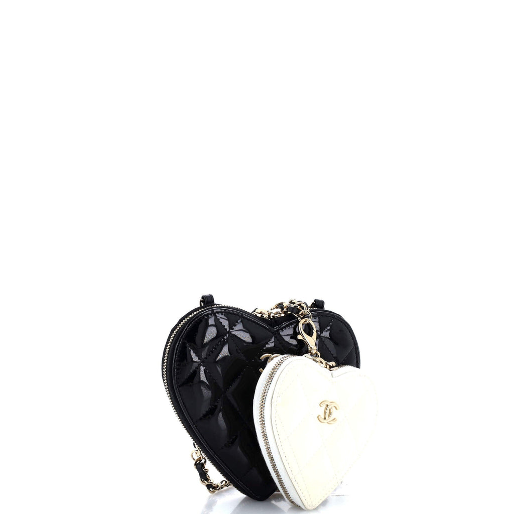 Chanel Double Heart Clutch with Chain Quilted