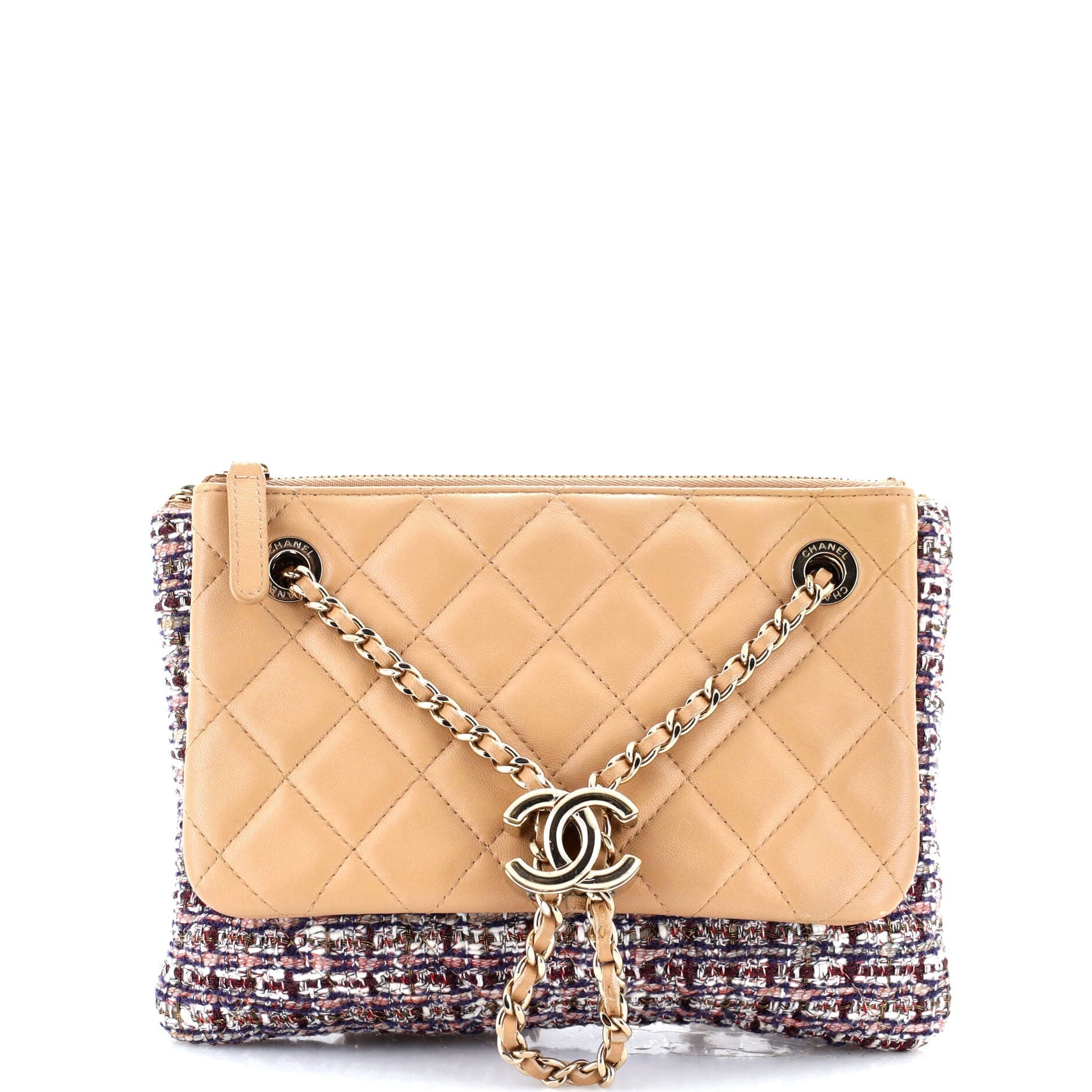 Chanel Double Case with Strap Tweed and Quilted Lambskin