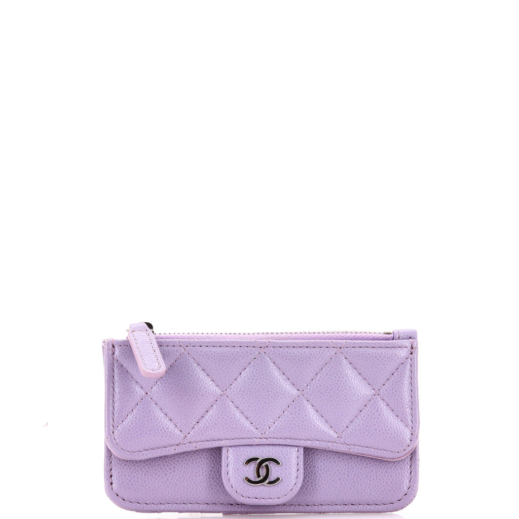 Chanel Flap Zip Card Holder Quilted Caviar