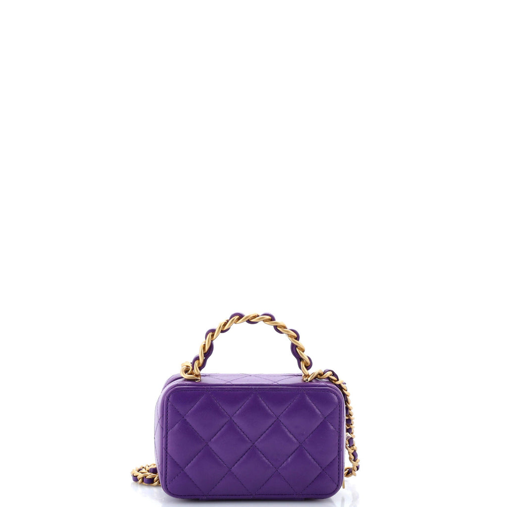 Chanel Woven Chain Top Handle Vanity Case Quilted Lambskin Mini