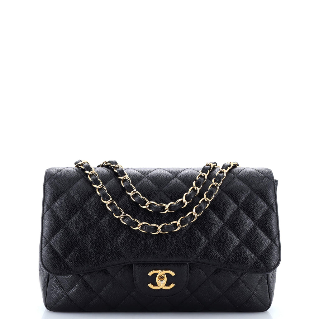 Chanel Classic Single Flap Bag Quilted Caviar Jumbo