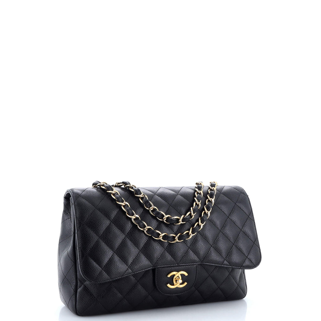 Chanel Classic Single Flap Bag Quilted Caviar Jumbo