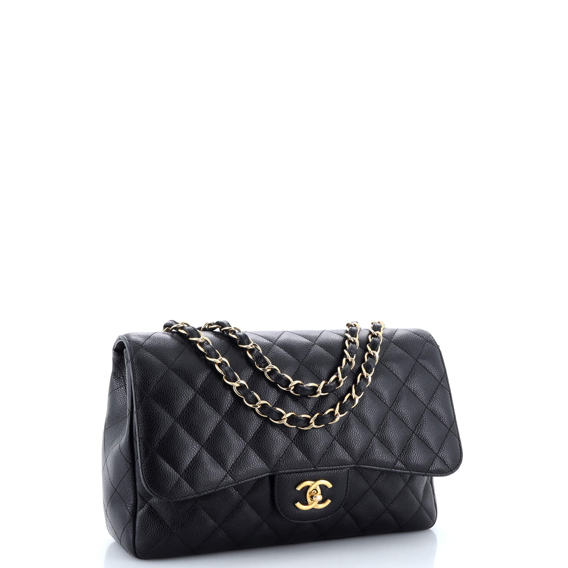 Chanel Classic Single Flap Bag Quilted Caviar Jumbo