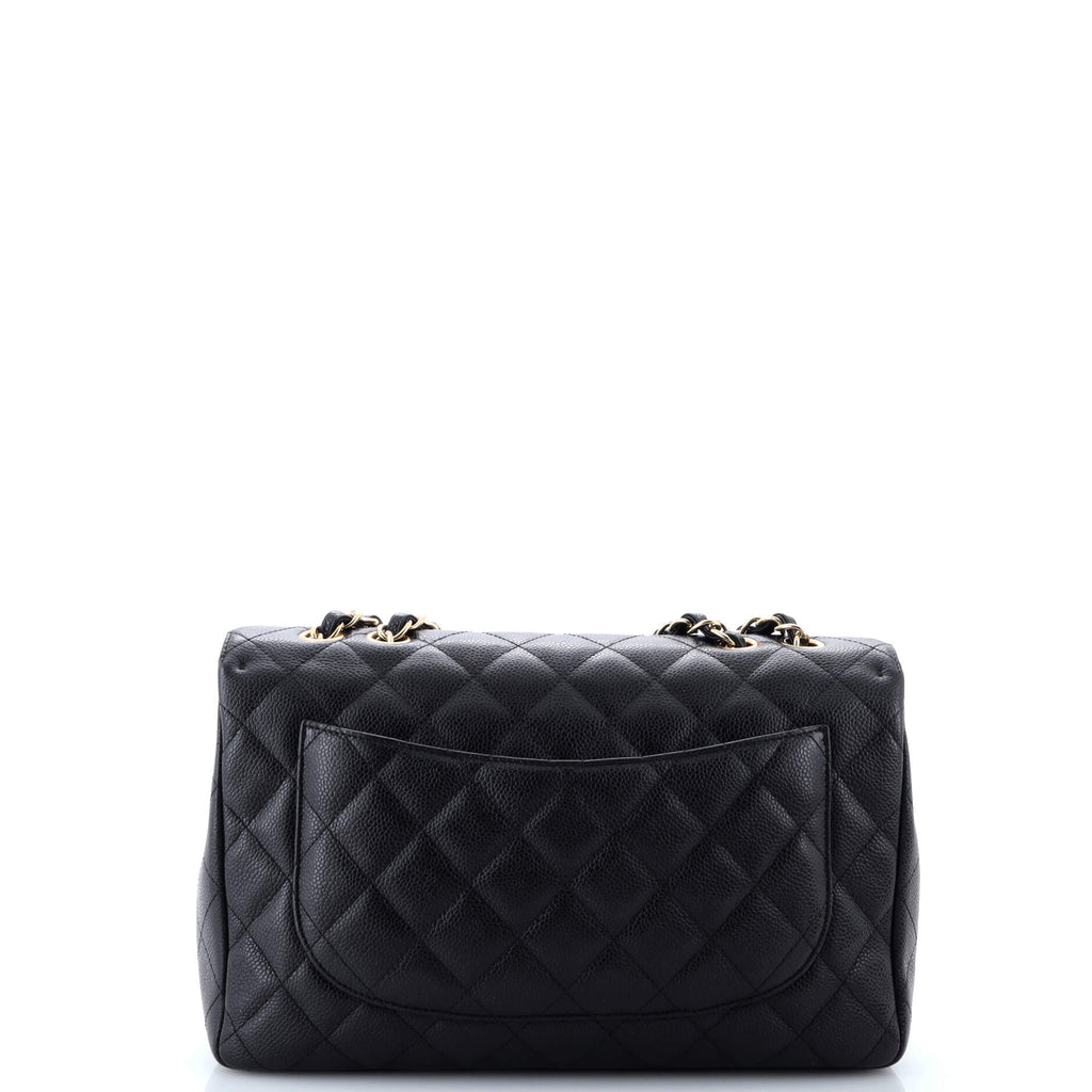 Chanel Classic Single Flap Bag Quilted Caviar Jumbo