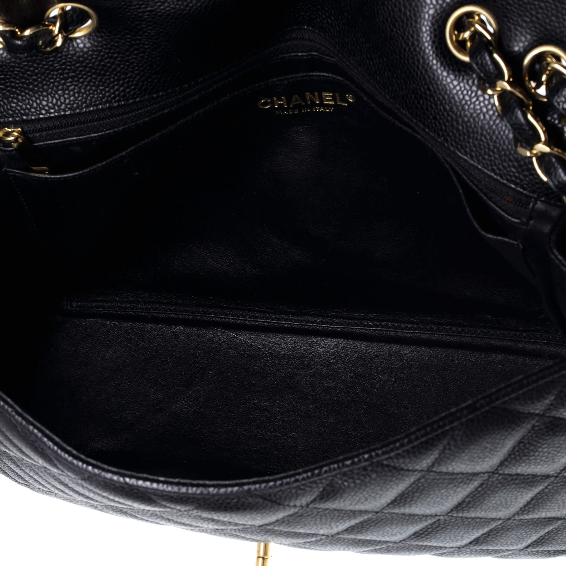 Chanel Classic Single Flap Bag Quilted Caviar Jumbo
