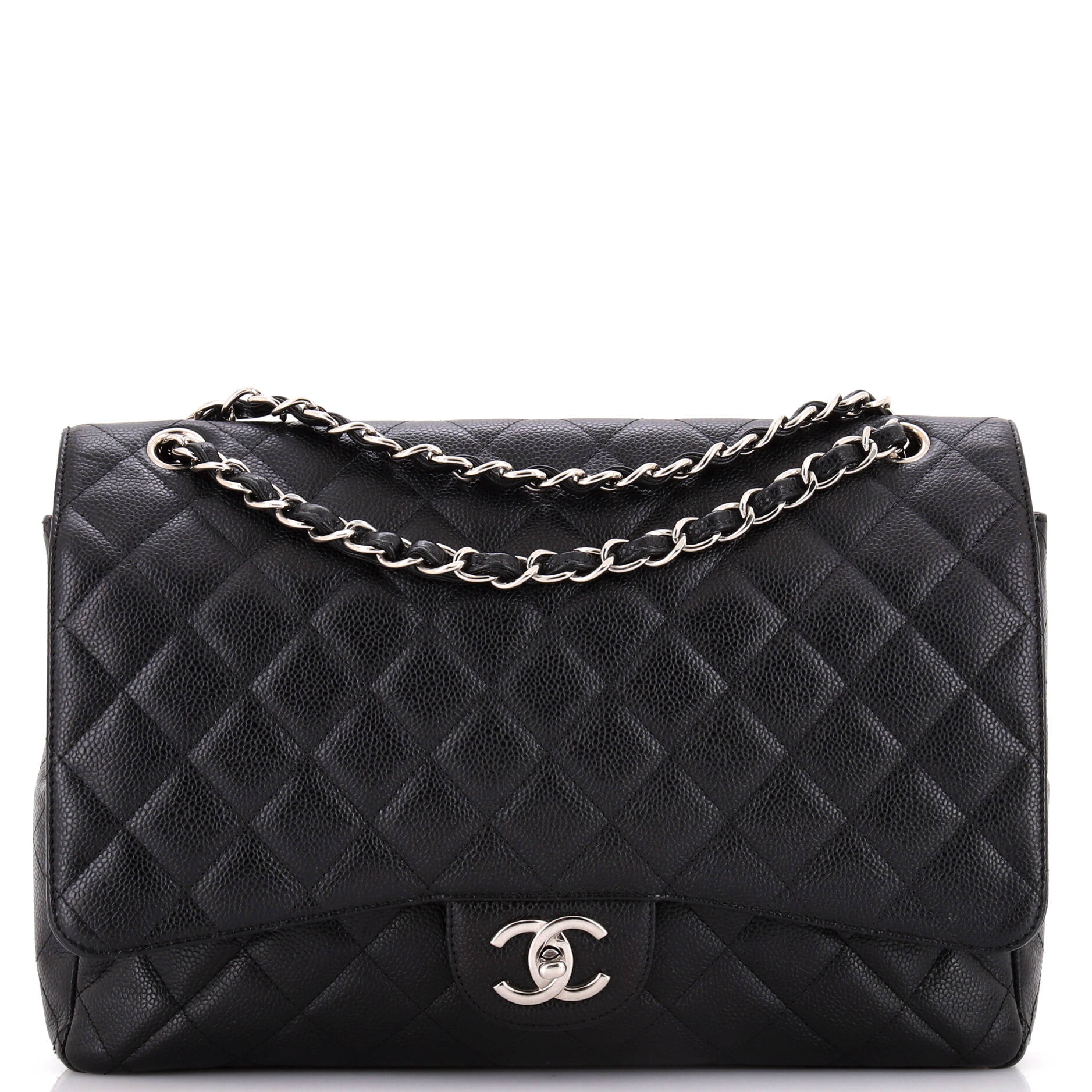 Chanel Classic Double Flap Bag Quilted Caviar Maxi