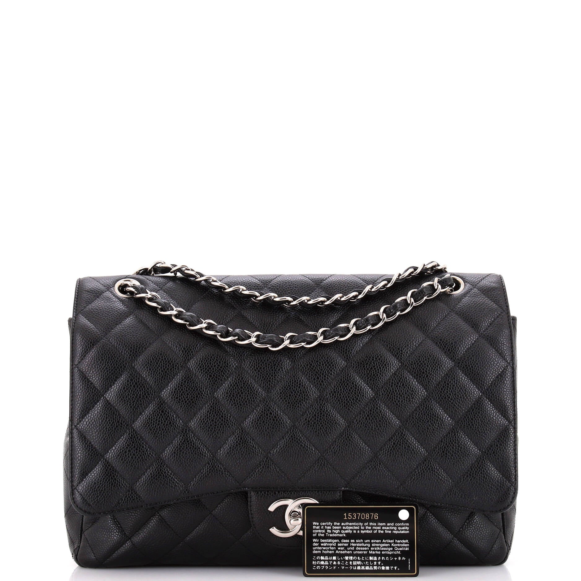 Chanel Classic Double Flap Bag Quilted Caviar Maxi