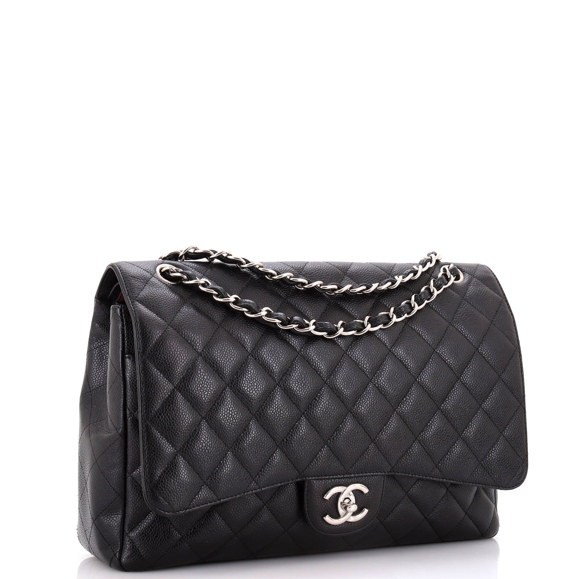 Chanel Classic Double Flap Bag Quilted Caviar Maxi