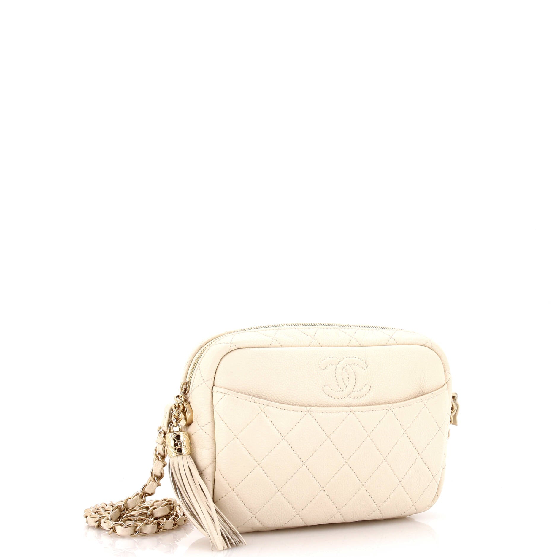Chanel Coco Tassel Camera Case Quilted Caviar Medium