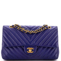 Chanel Classic Double Flap Bag Chevron Calfskin Medium