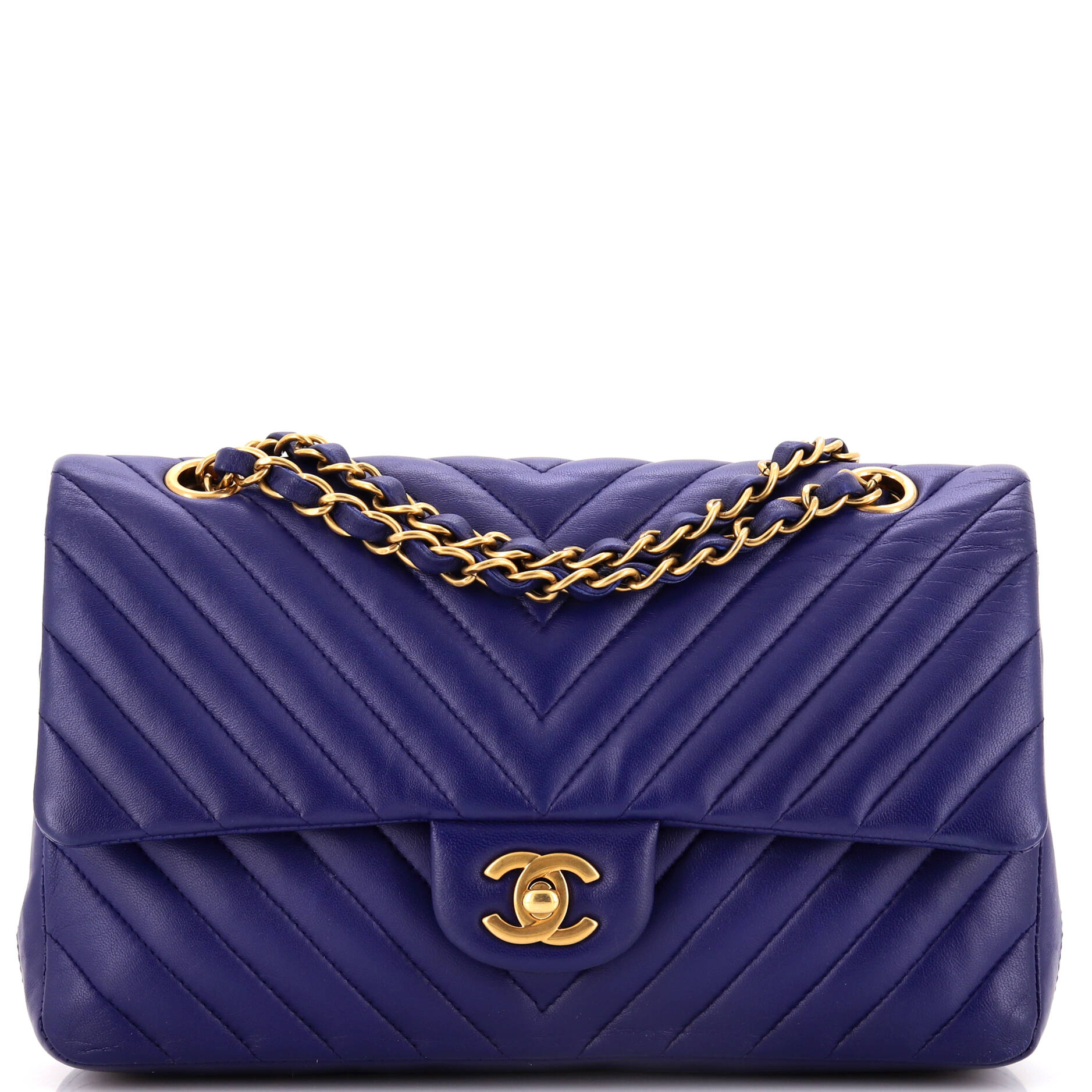 Chanel Classic Double Flap Bag Chevron Calfskin Medium