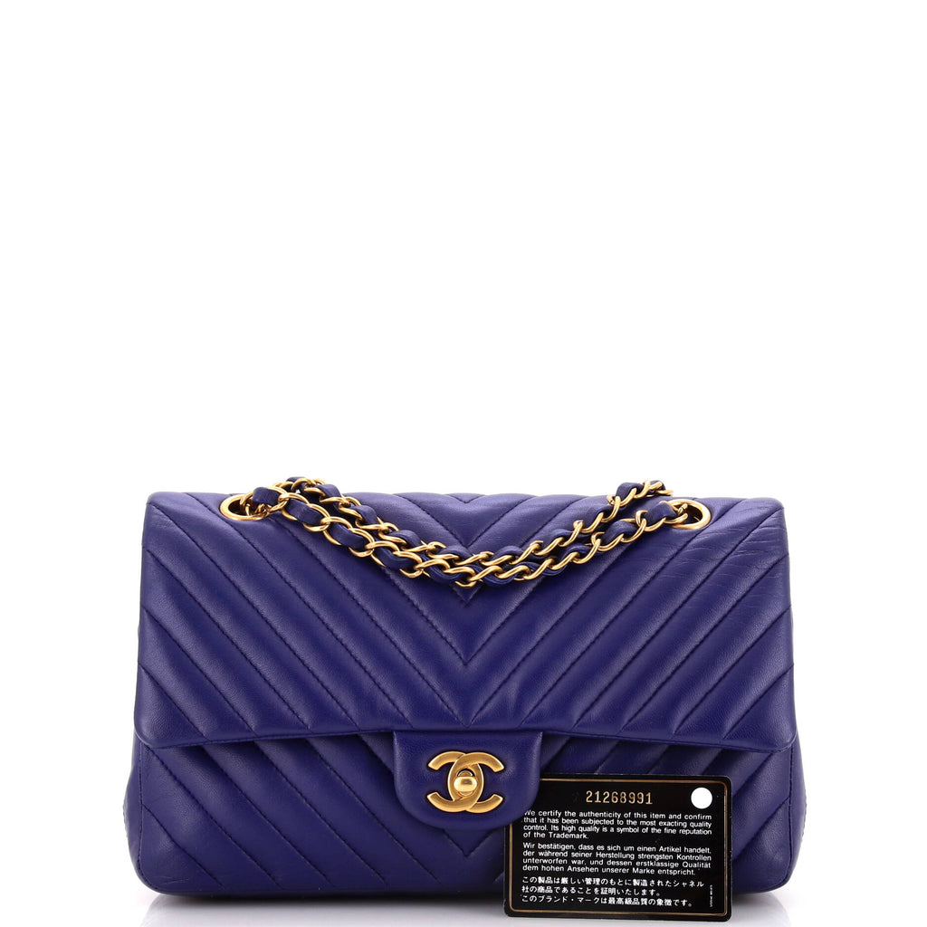 Chanel Classic Double Flap Bag Chevron Calfskin Medium
