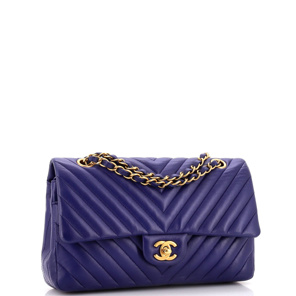Chanel Classic Double Flap Bag Chevron Calfskin Medium
