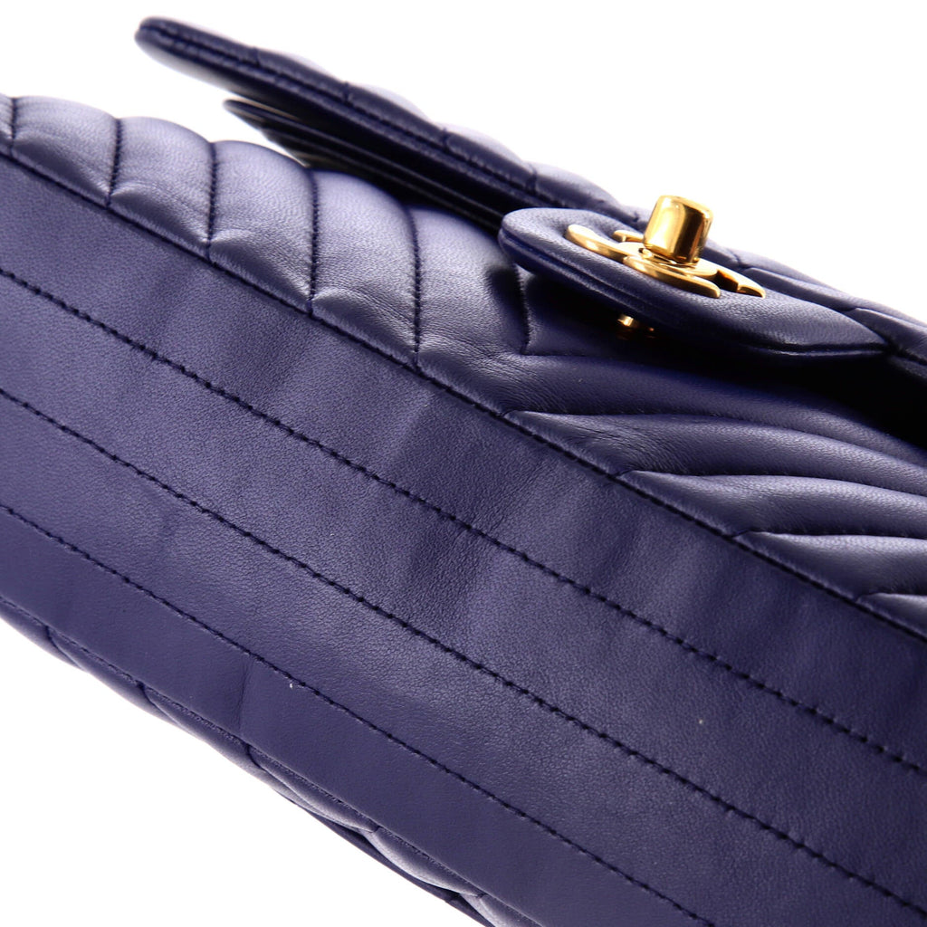 Chanel Classic Double Flap Bag Chevron Calfskin Medium