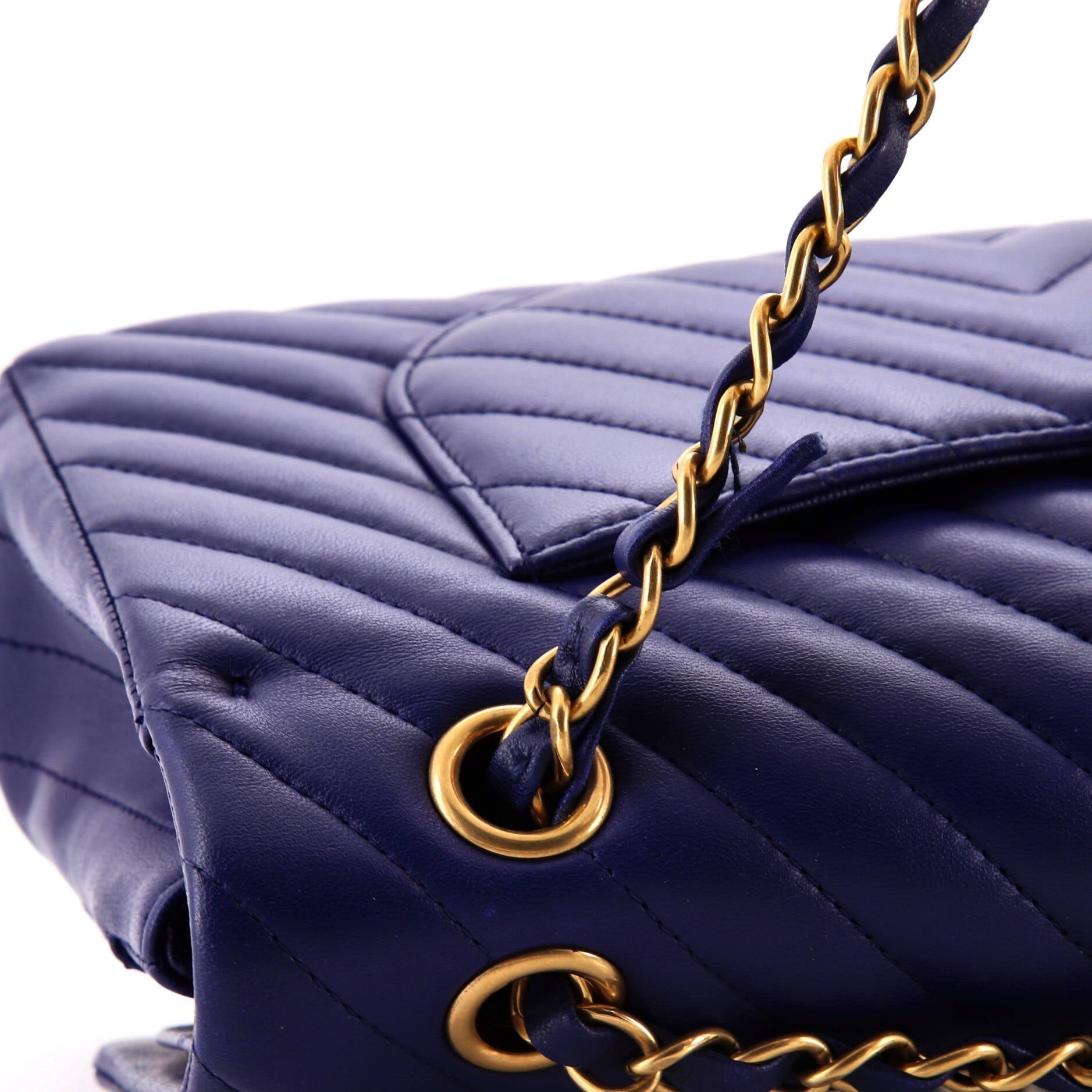 Chanel Classic Double Flap Bag Chevron Calfskin Medium
