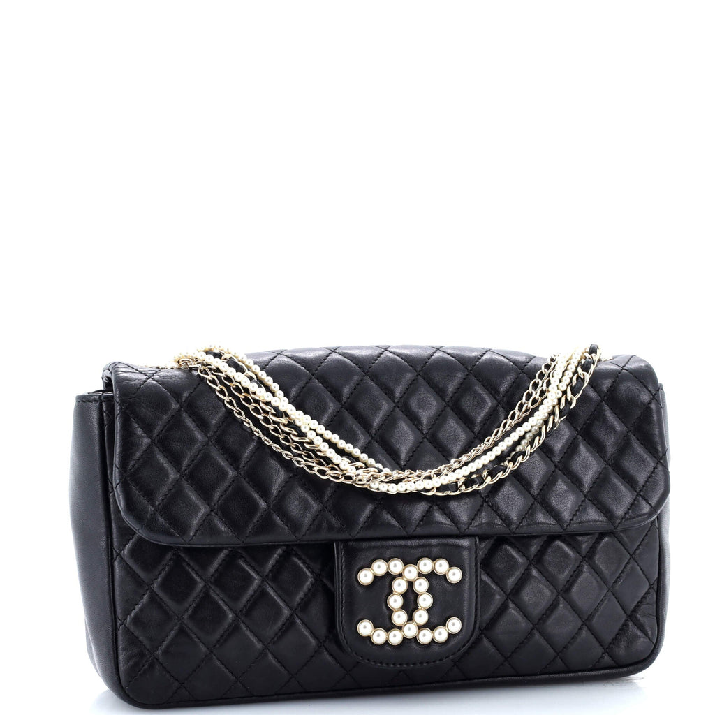 Chanel Westminster Pearl Chain Flap Bag Quilted Lambskin Medium