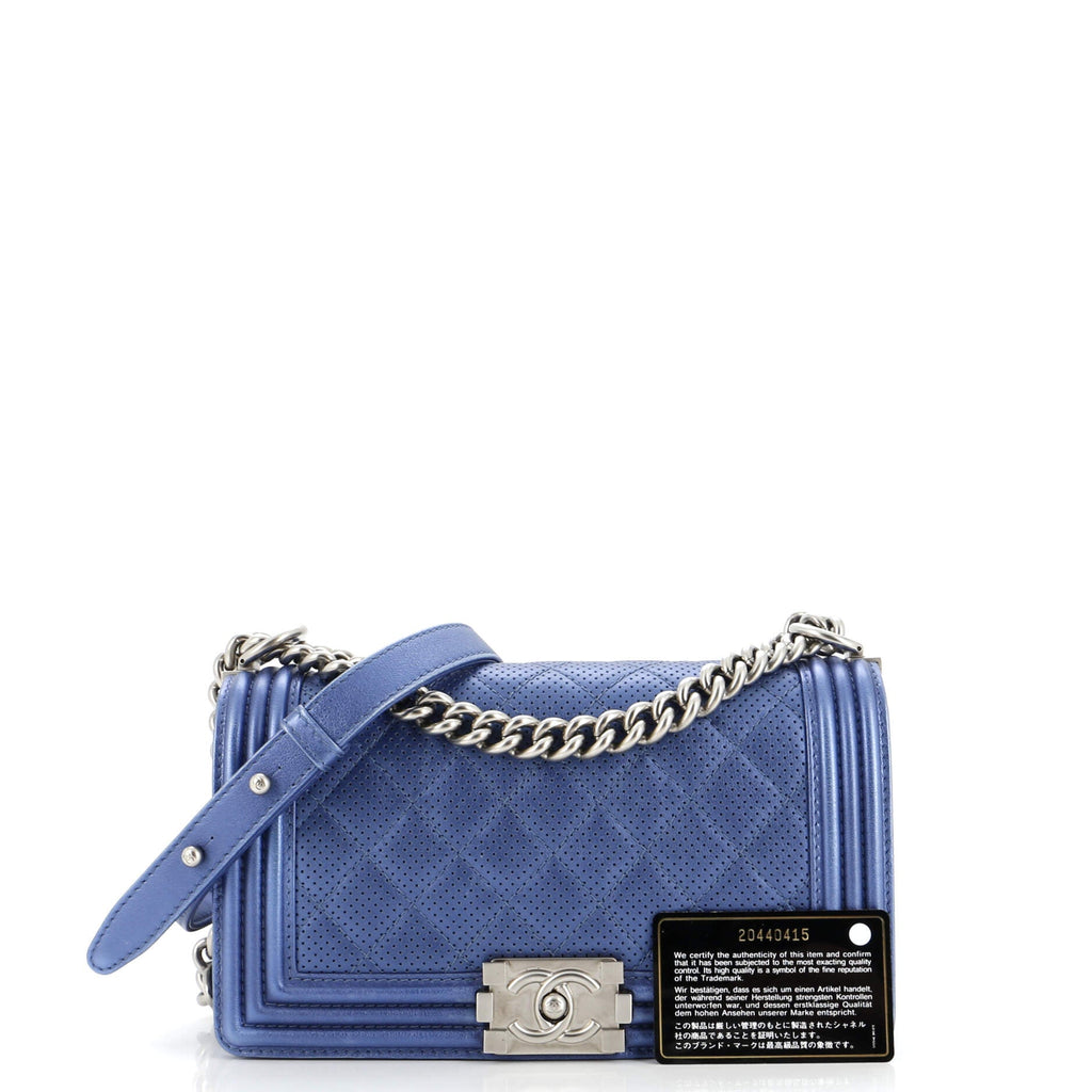 Chanel Boy Flap Bag Quilted Perforated Lambskin Old Medium