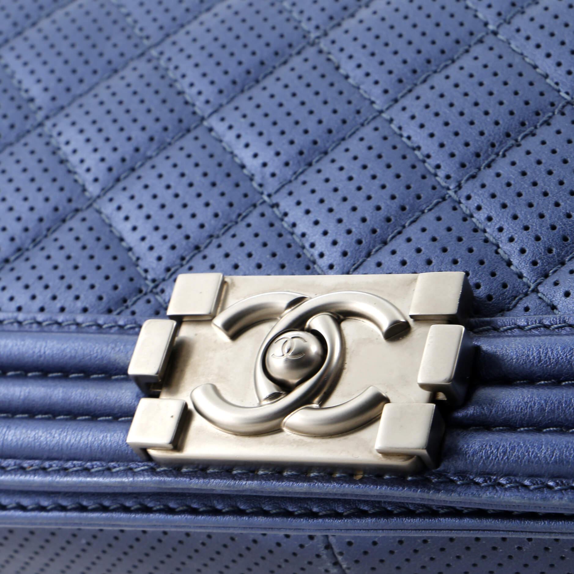 Chanel Boy Flap Bag Quilted Perforated Lambskin Old Medium
