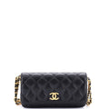 Chanel Twist Your Buttons Flap Clutch with Chain Quilted Caviar