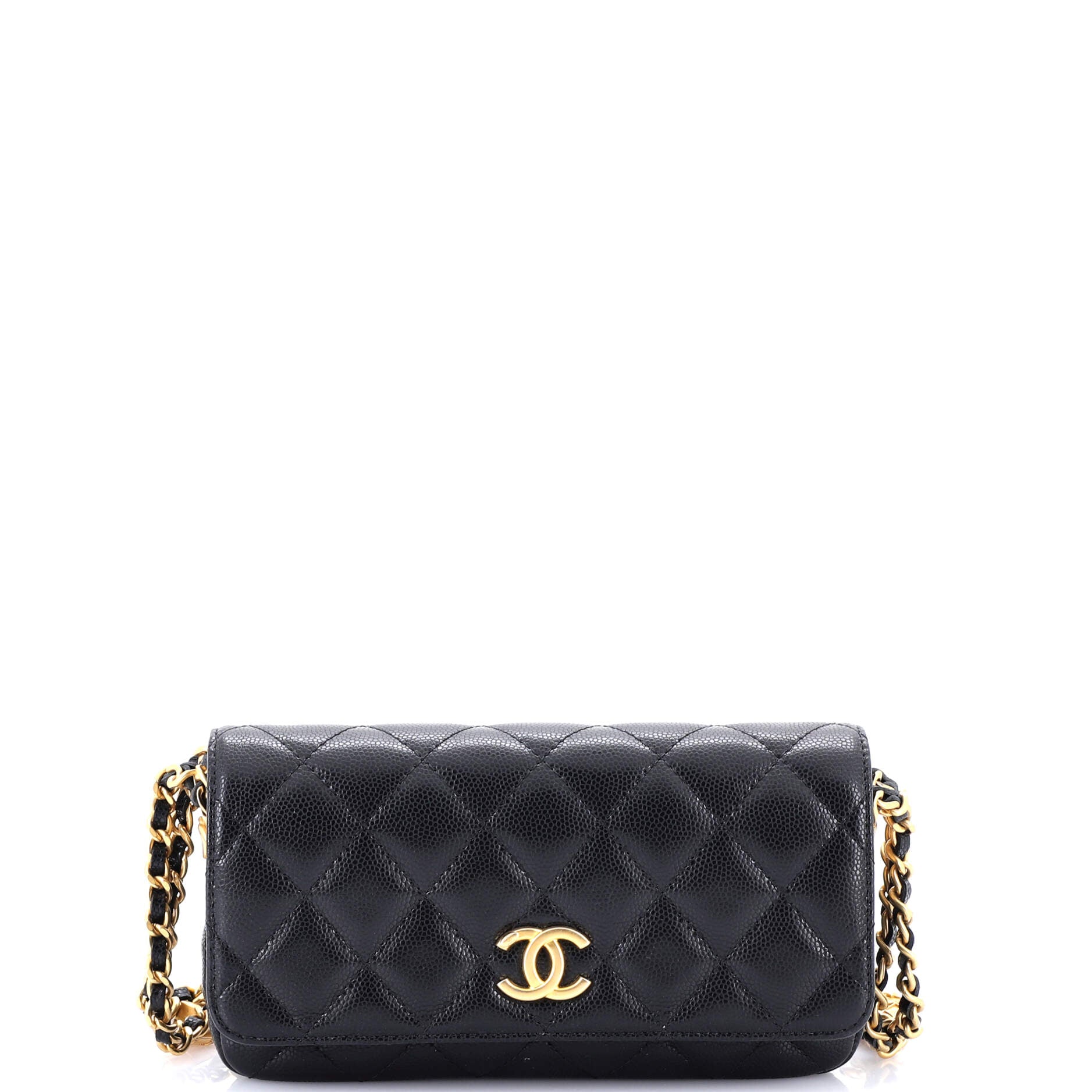 Chanel Twist Your Buttons Flap Clutch with Chain Quilted Caviar