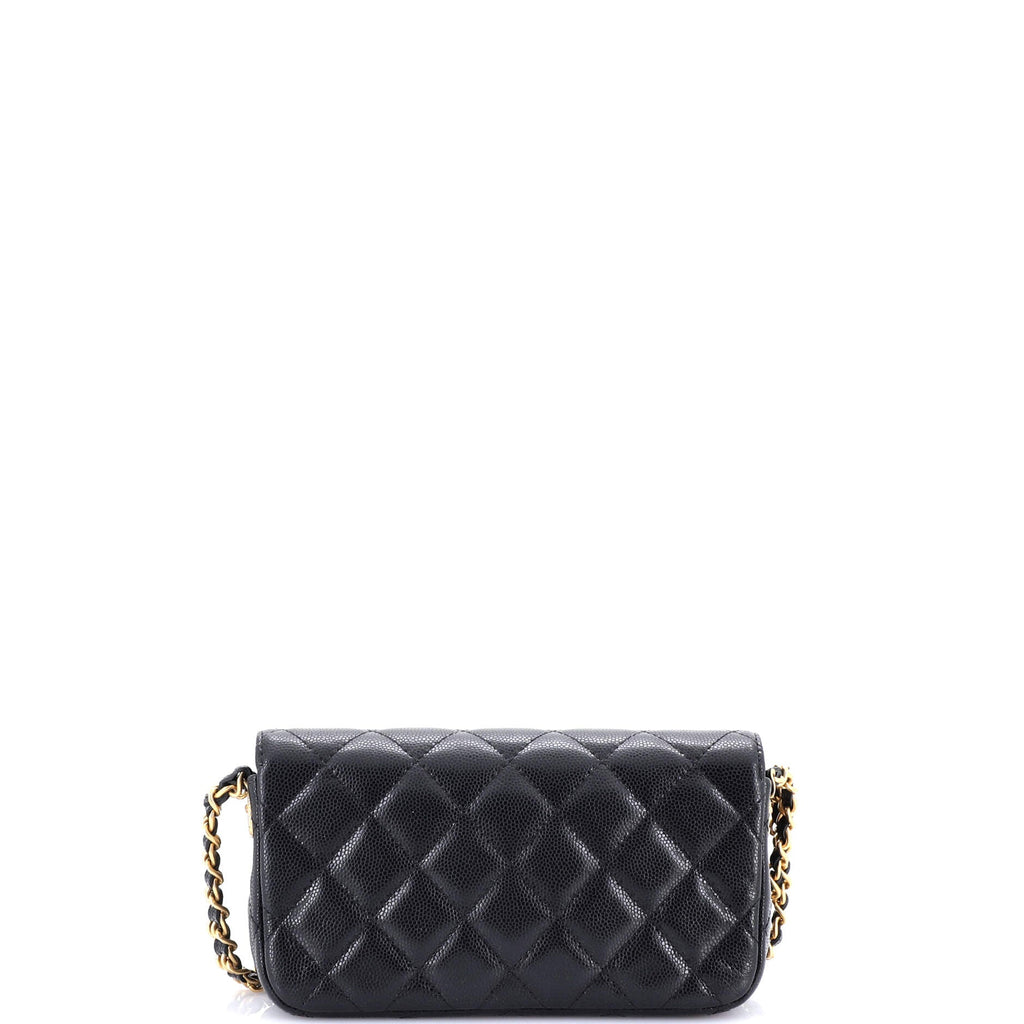 Chanel Twist Your Buttons Flap Clutch with Chain Quilted Caviar