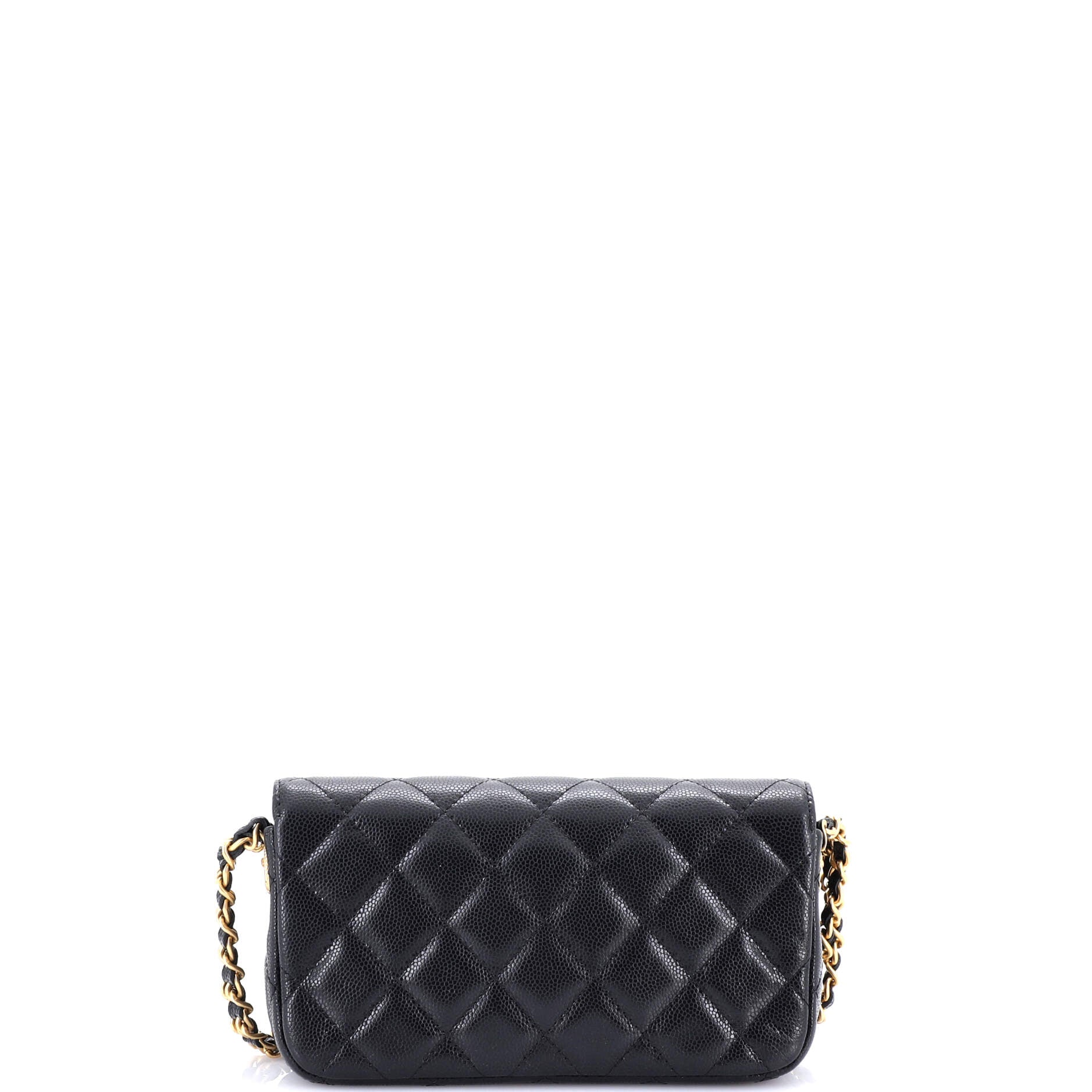 Chanel Twist Your Buttons Flap Clutch with Chain Quilted Caviar