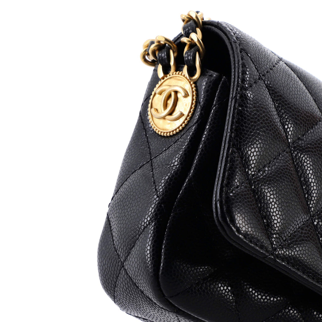 Chanel Twist Your Buttons Flap Clutch with Chain Quilted Caviar