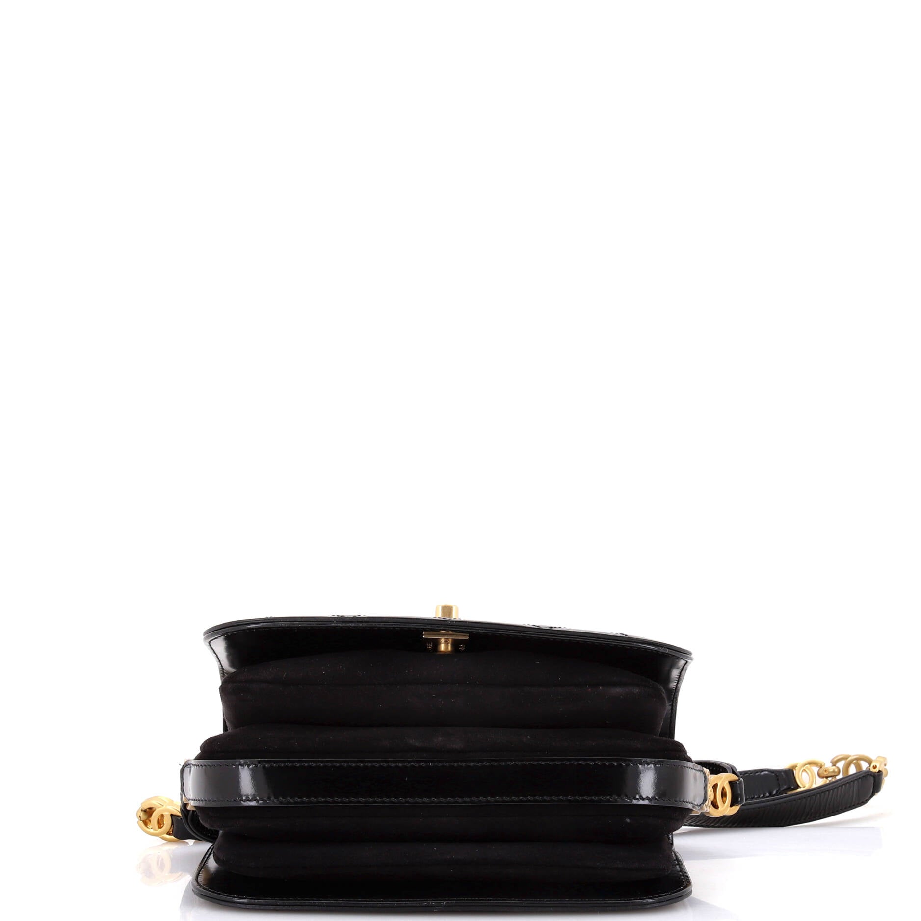Chanel My Sweet CC Full Flap Messenger Bag Quilted Shiny Calfskin with Suede Mini