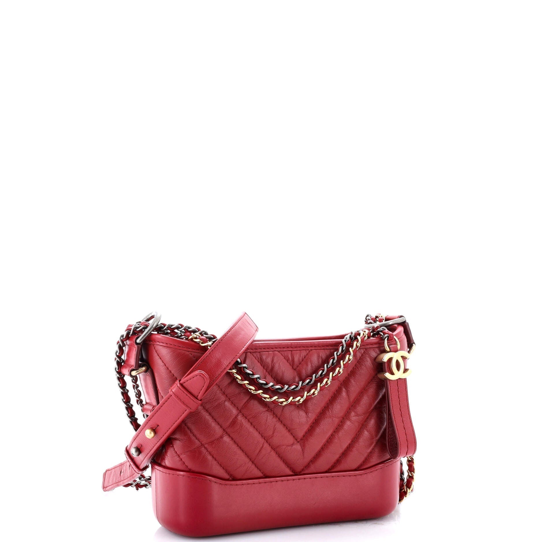 Chanel Gabrielle Hobo Chevron Aged Calfskin Small