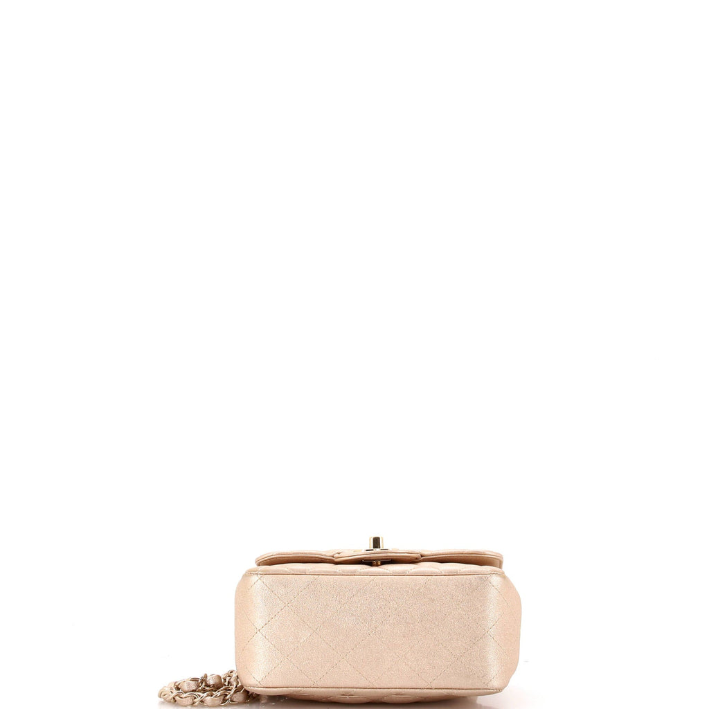 Chanel Square Classic Single Flap Bag Quilted Metallic Lambskin Mini