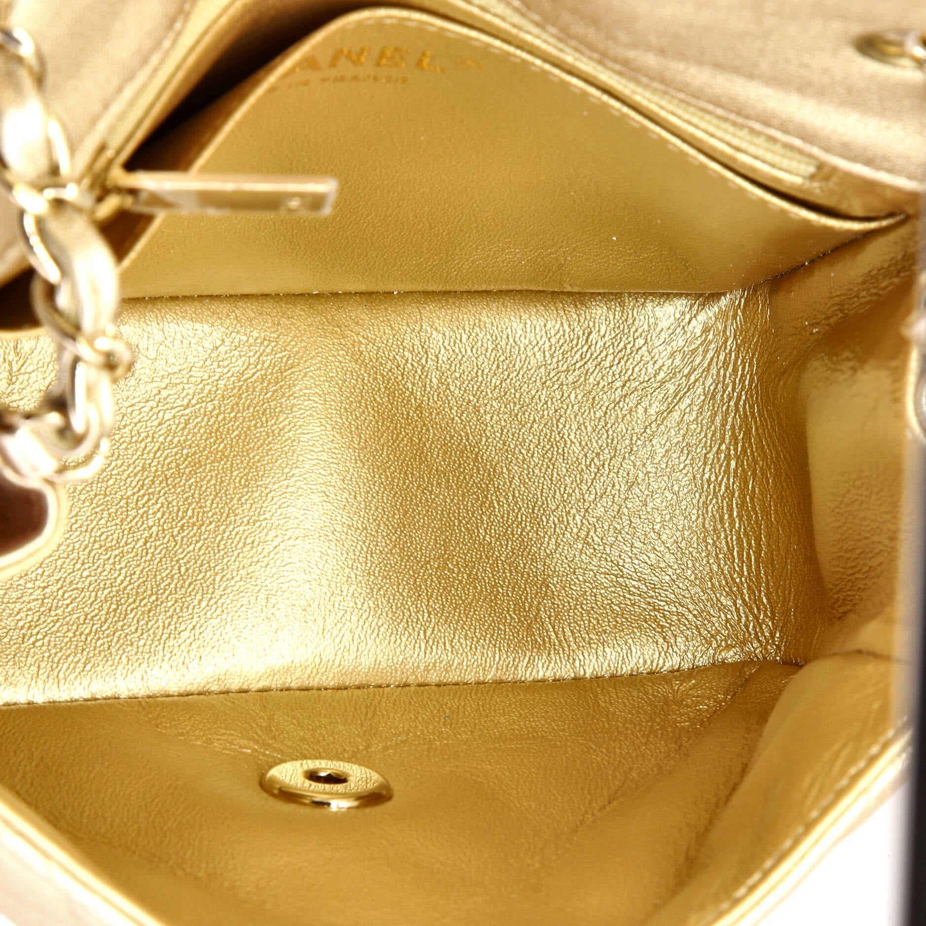 Chanel Square Classic Single Flap Bag Quilted Metallic Lambskin Mini