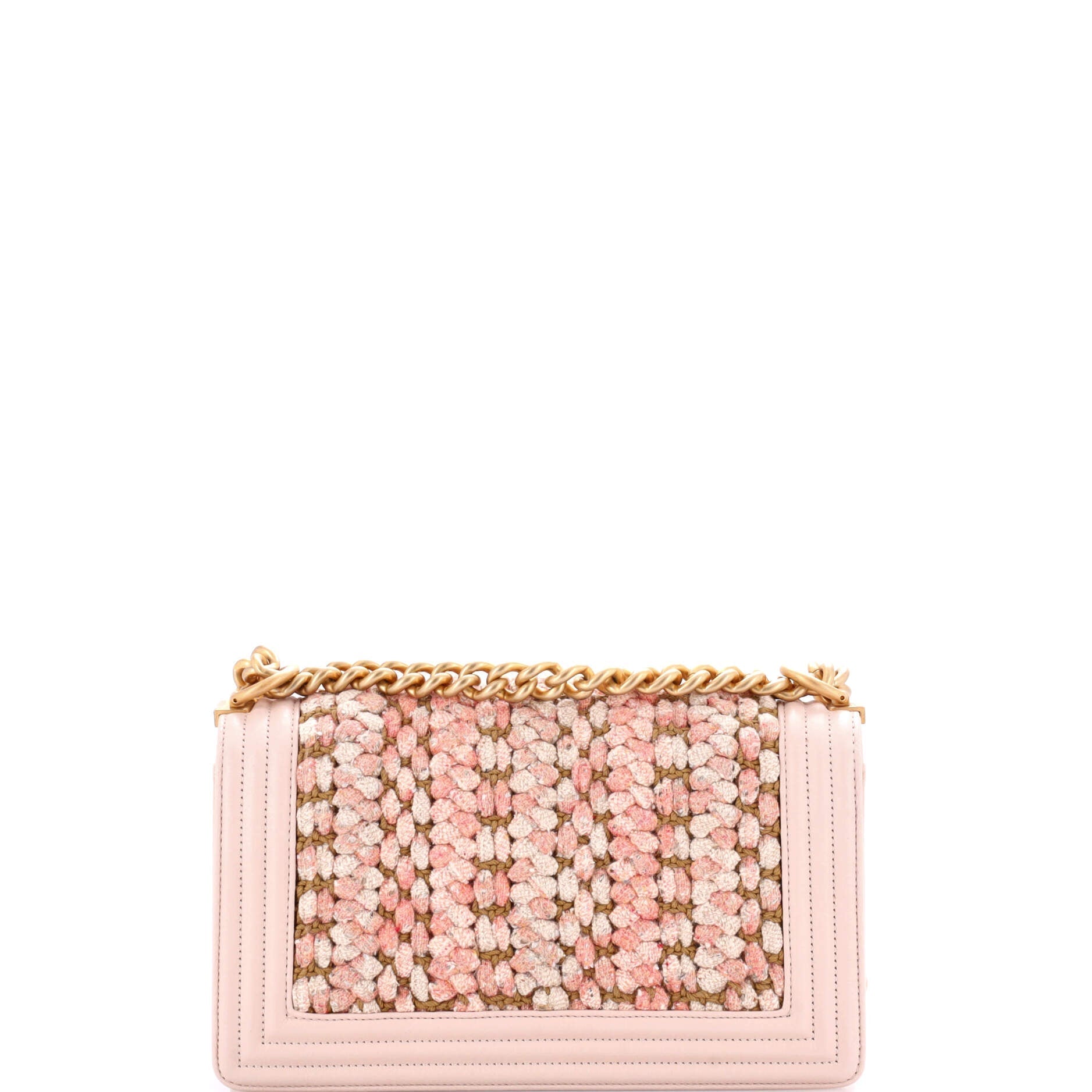 Chanel Boy Flap Bag Braided Tweed Old Medium
