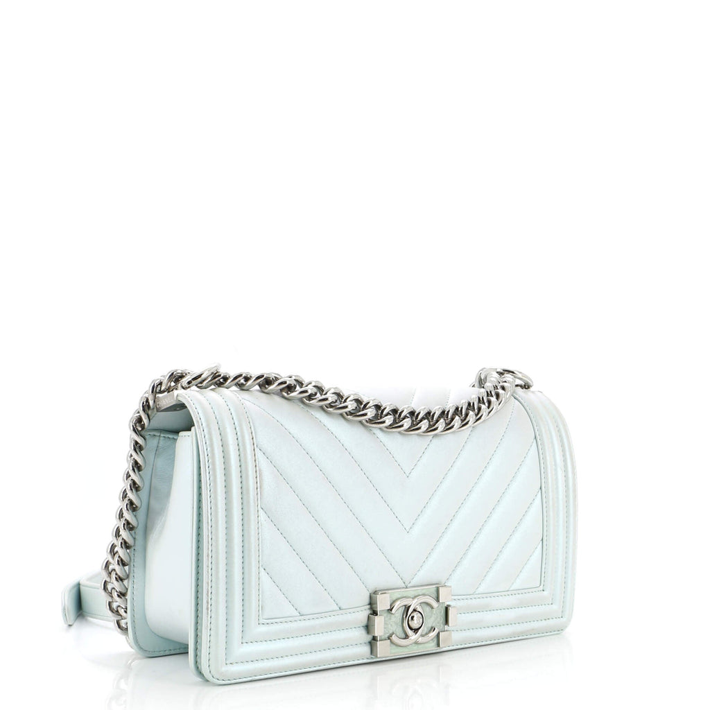 Chanel Boy Flap Bag Iridescent Chevron Lambskin Old Medium