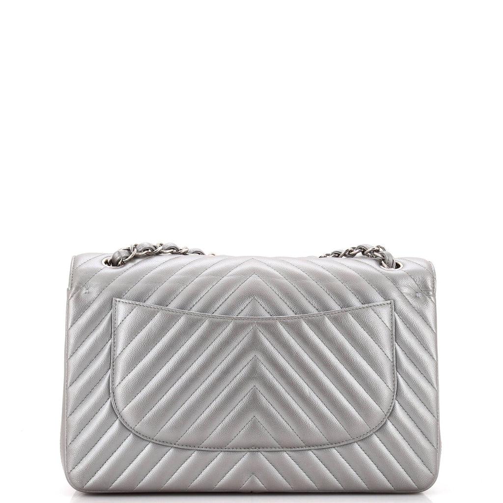 Chanel Classic Double Flap Bag Chevron Caviar Jumbo
