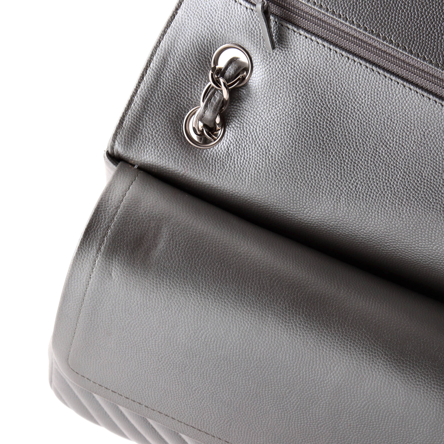 Chanel Classic Double Flap Bag Chevron Caviar Jumbo
