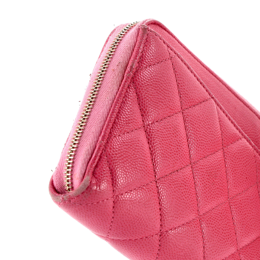 Chanel Zip Around Wallet Quilted Caviar Long