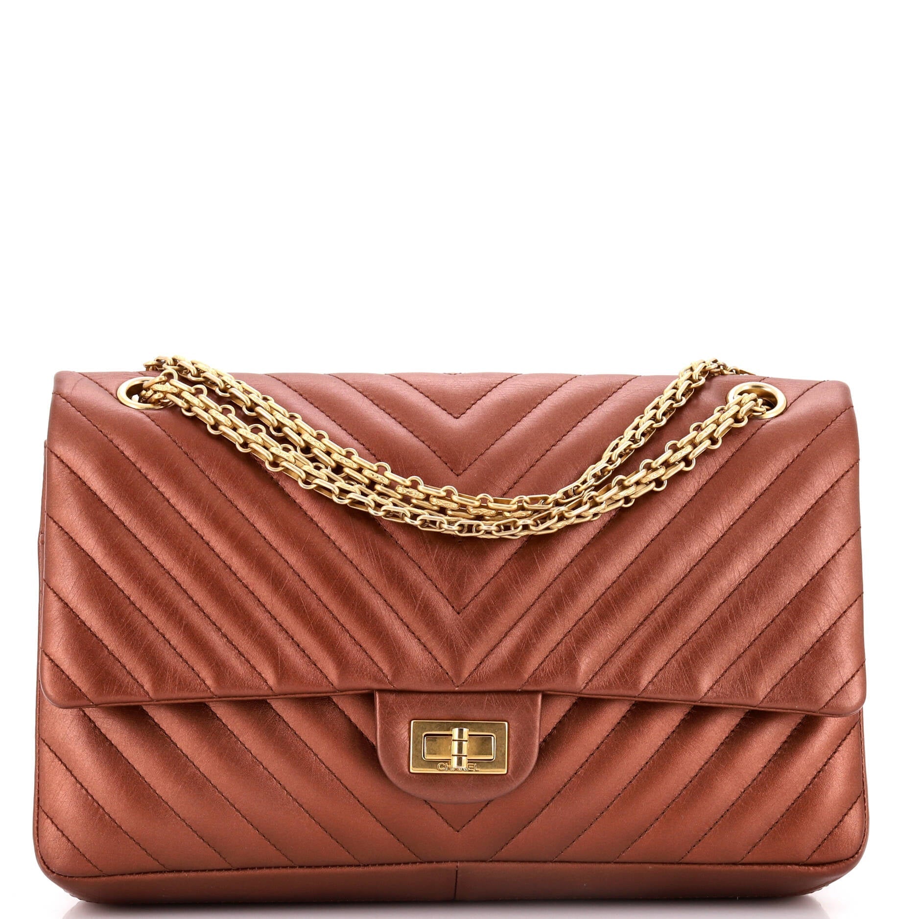 Chanel Reissue 2.55 Flap Bag Chevron Metallic Aged Calfskin 226