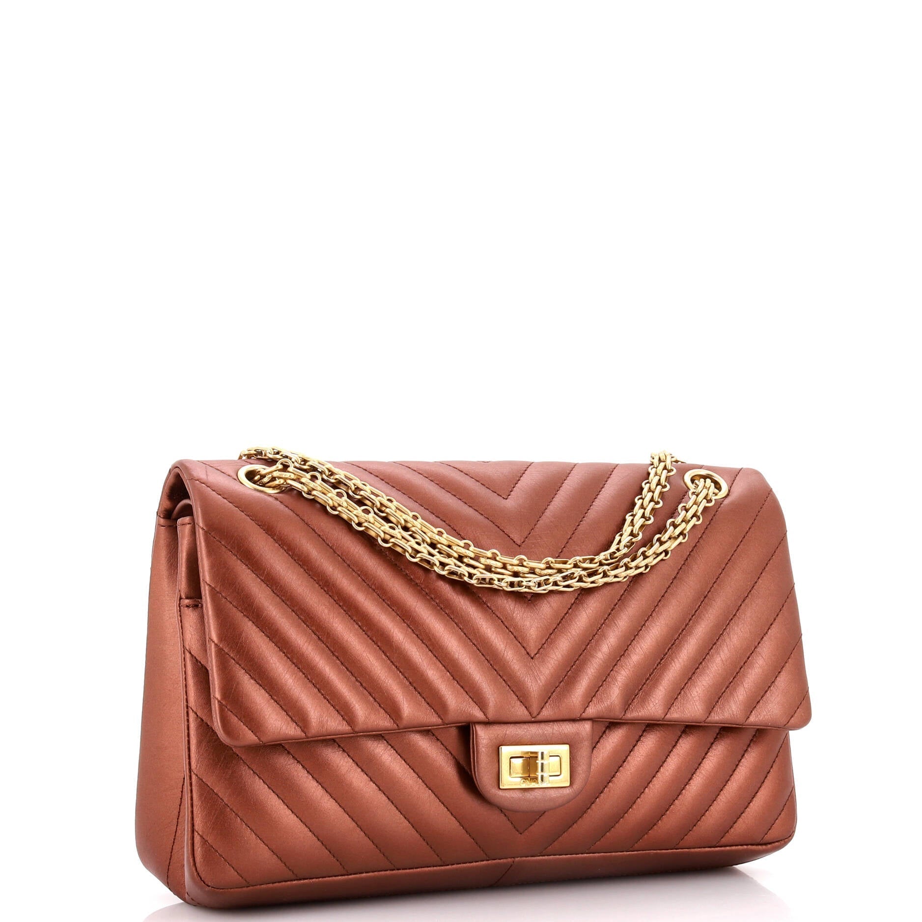 Chanel Reissue 2.55 Flap Bag Chevron Metallic Aged Calfskin 226