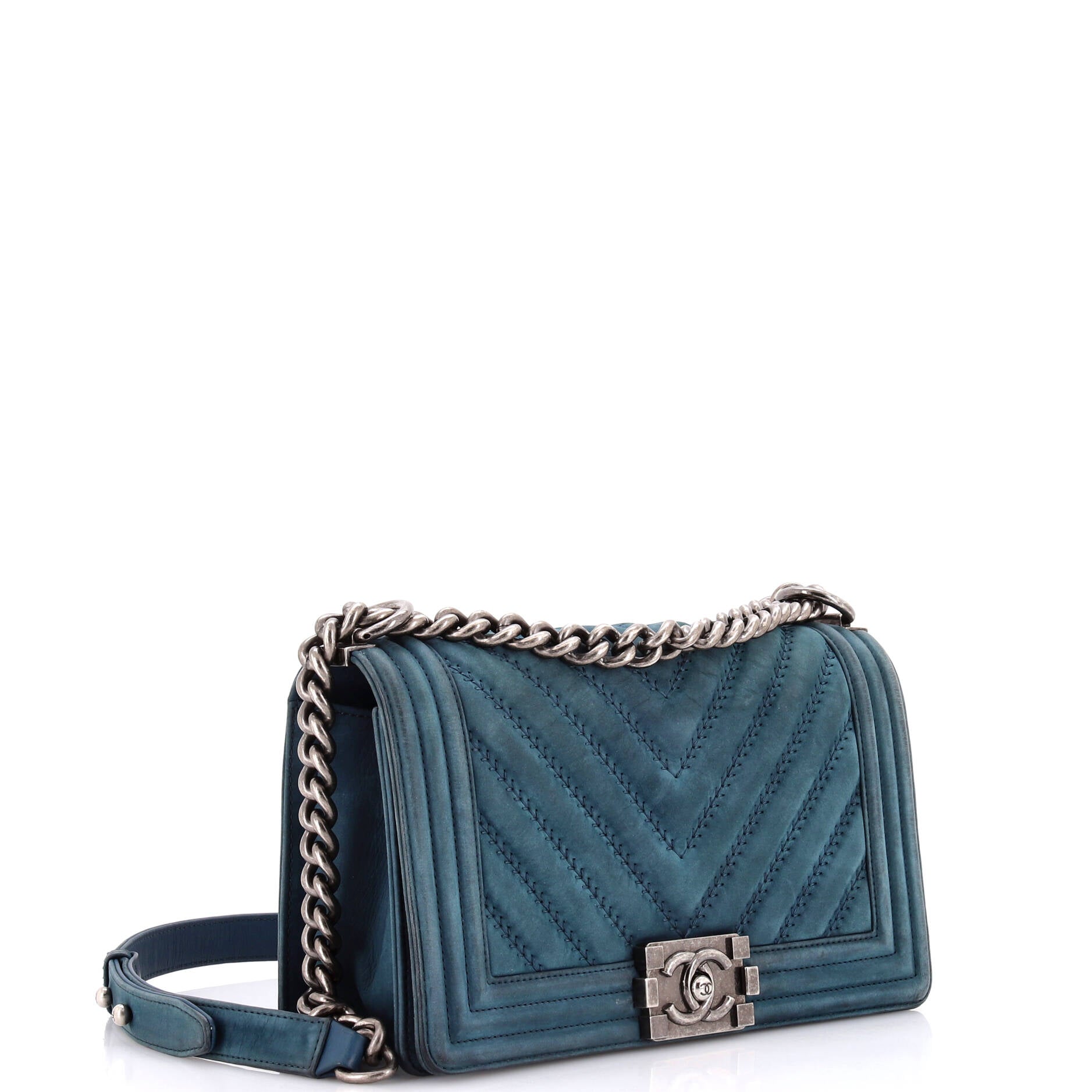 Chanel Boy Flap Bag Chevron Nubuck Old Medium